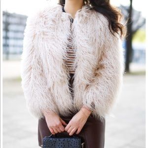 Vintage Powder Pink Faux Fur Zara Coat